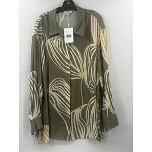 Lafayette 148 NWT Sx 3X Plus Green Clay Multi Blouse Shirt